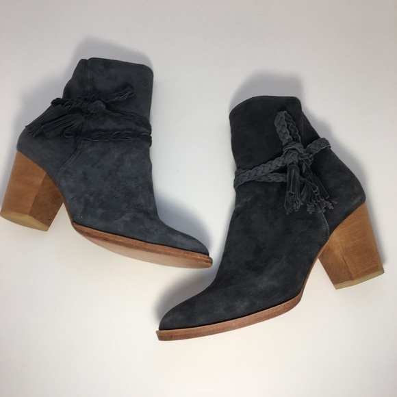 Anthropologie Shoes - Anthropologie Huma Blanco Gray Suede Leather Ankle Boots Size 38 US 7 Braided